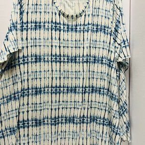 New w/Tag PLUS Como Blu SZ 28 Knit Top Super Soft Ivory/Blue A-Line Jersey Tunic